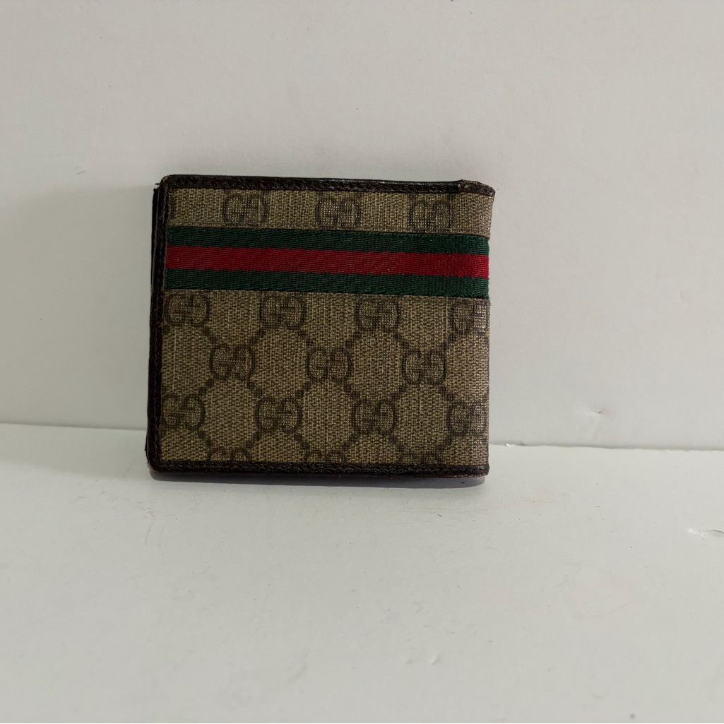 Gucci Brown And Green Signature Card Holder